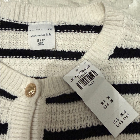 Abercrombie Kids Black and White Striped Cardigan - Picture 2 of 4